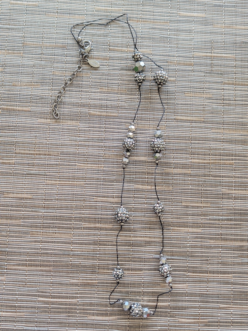 Silver Beaded Long Necklace - Elegant Women's Jewelry
